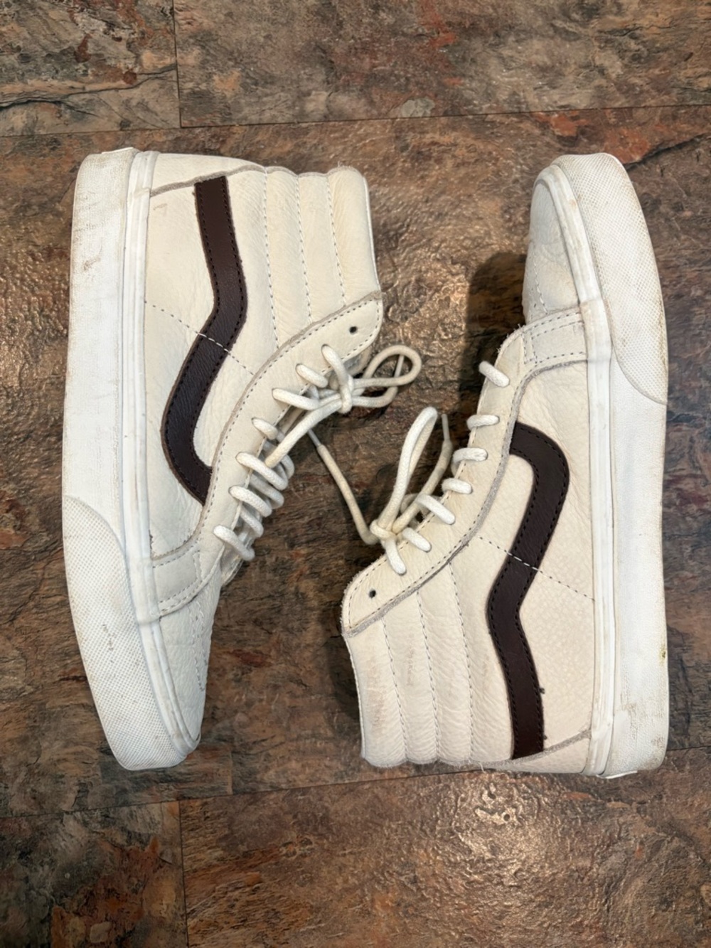 Vans Sk8-Hi Reissue Leather sneakers cream with brown V size 8